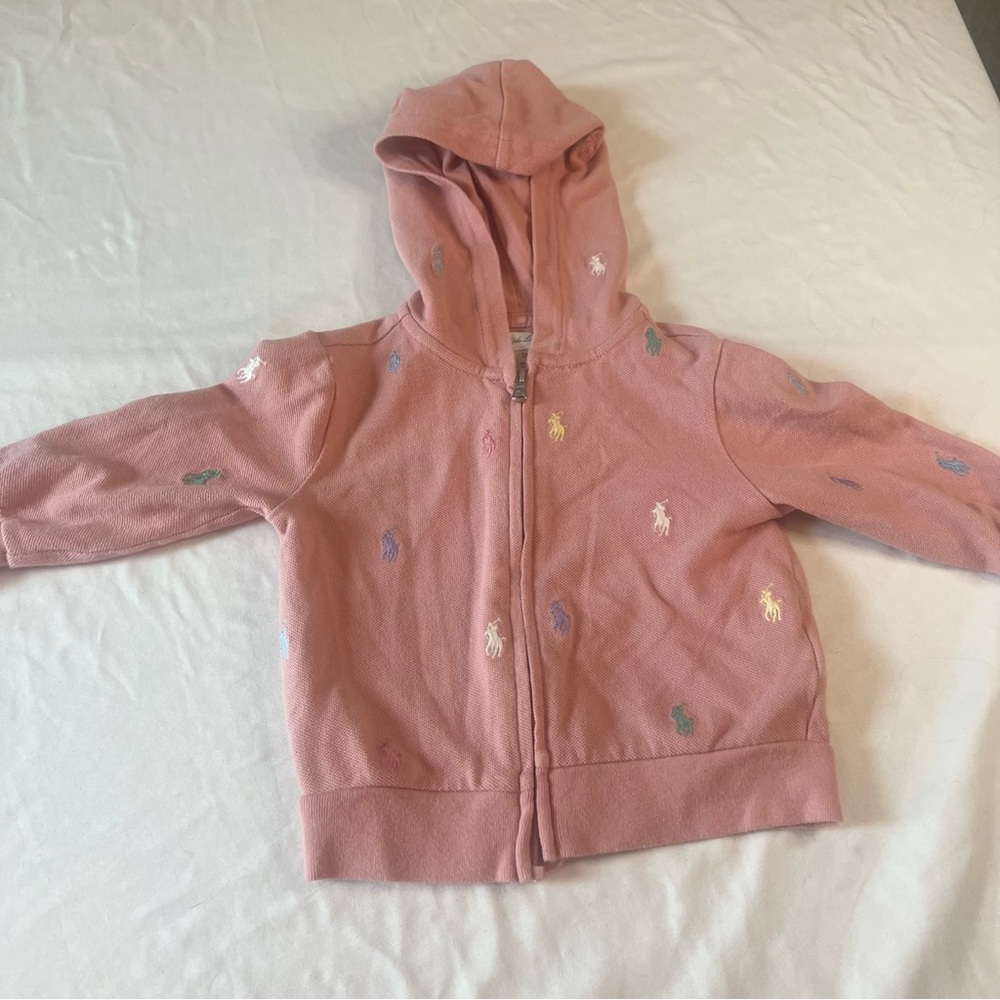 Ralph Lauren Kids Pink Hoodie with Embroidered Details